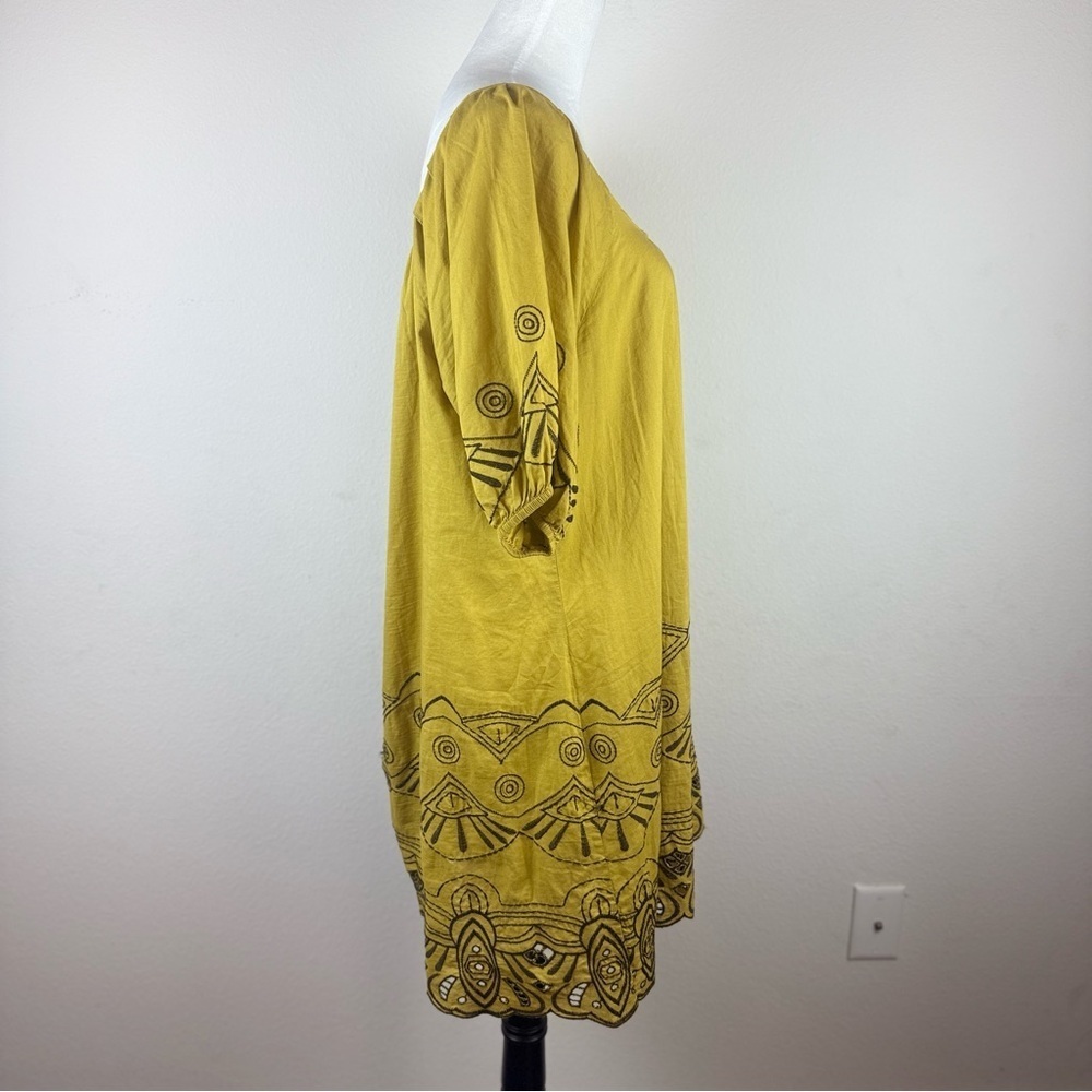 Michael Kors Mustard Yellow Embroidered Boho Tunic‎ Dress M - Picture 7 of 12
